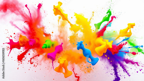 colorful rainbow holi paint color powder explosion