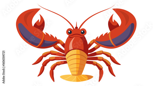Cartoon lobster with big claws and antennae
