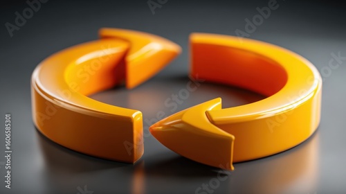 Pair of bright orange rings representing iterative feedback loops in the business idea loop concept of continuous improvement