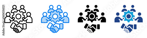 Collaboration icon set multiple style collection