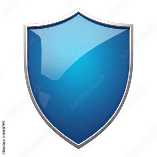 Free Download 3d blue shield with silver trim isolated on transparent background - GFXLoad
