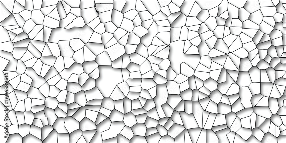 Obraz premium Abstract geometric cell structure background with black outlines and shadows for design and texture