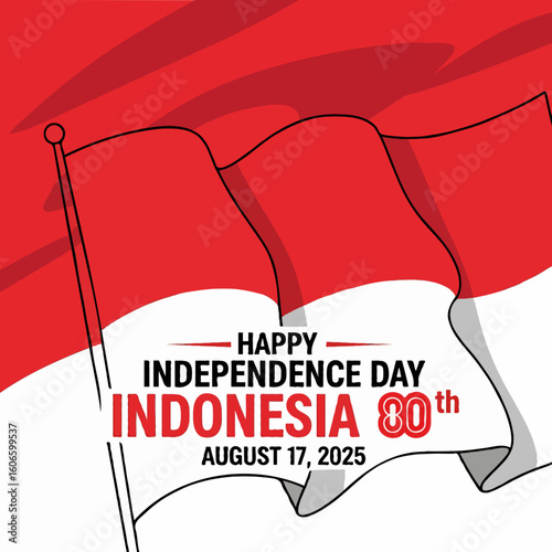 Celebrate Indonesia’s 80th Independence Day on August 17, 2025. A proud moment of freedom and unity. Perfect for posters, books, and online articles