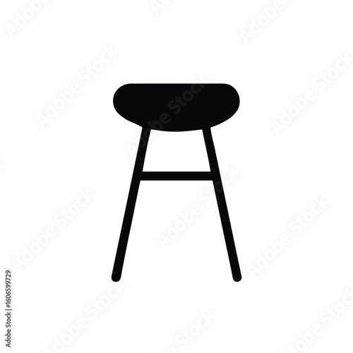 Bar Stool Vector Illustration with Thin Legs and a Circular Seat Design