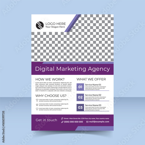 violet flyer design template digital marketing agency