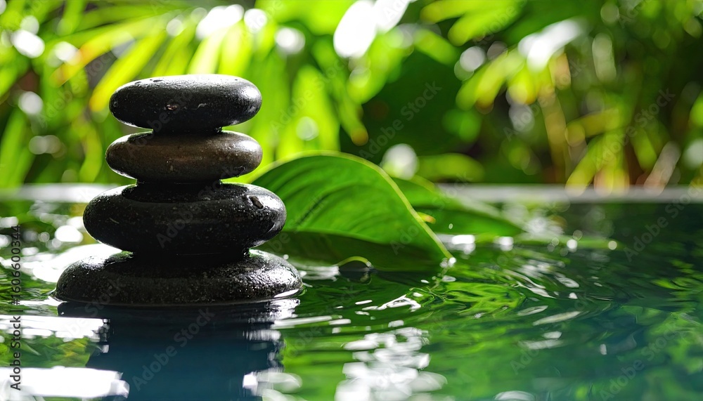Zen stones in a tranquil water garden Zen stones in a tranquil water garden