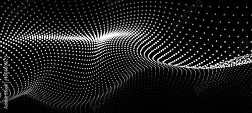 Abstract digital wave of particles. Futuristic point wave. Technology background vector. Vector illustration	