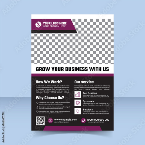 grow your business with us purple flyer template design