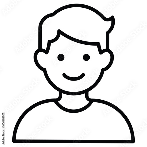 Outline male user avatar for profile and person representation