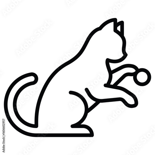 Outline pet cat icon for animal, kitten, or feline pet