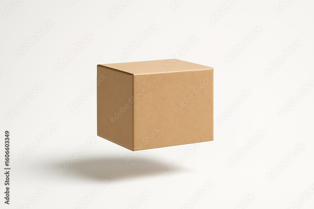 Floating Kraft Cardboard Box: Minimalist Product Packaging Mockup Floating Kraft Cardboard Box: Minimalist Product Packaging Mockup