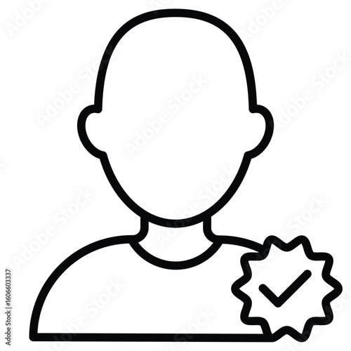 Outline verified profile icon for approved user accounts