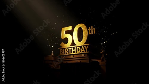 Animated Golden 50th Birthday Logo Reveal with Spotlight