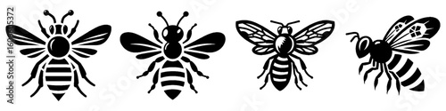 Simple Honey Bee Collection Illustration, Insect Animal Modern Set Vector for Icon and Nature Themes Design
