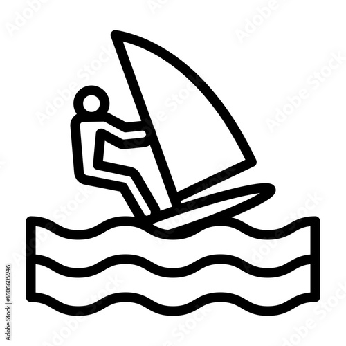 Windsurfing Vector Line Icon Design