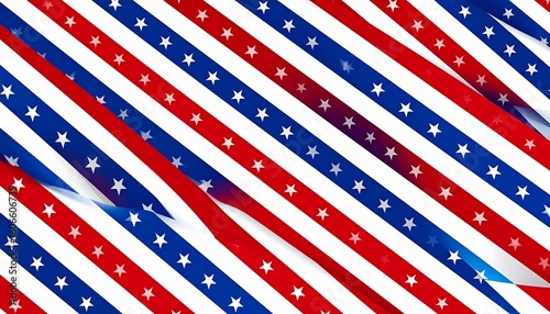 Abstract patriotic design with diagonal stripes and stars
