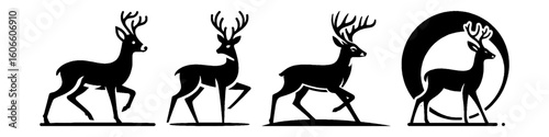 Simple Deer Collection Illustration, Forest Animal Modern Set Vector for Icon and Wildlife Themes Design