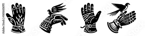 Simple Falconry Glove Collection Illustration, Hunting Gear Modern Set Vector for Icon and Bird Training Themes Design