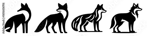 Simple Wolf Collection Illustration, Wild Animal Modern Set Vector for Icon and Forest Themes Design