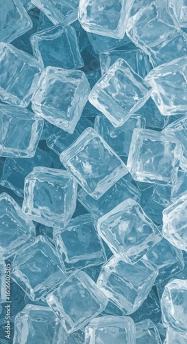 Clear Blue Ice Cubes Pile frozen cold