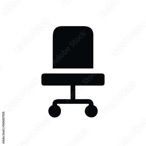 High Back Office Chair on Wheels Vector Illustration