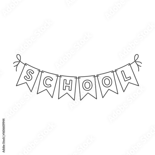 School banner outline vector illustration for back to school design