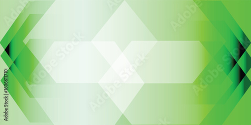 Vibrant green abstract background with layered hexagonal shapes and smooth gradients. Great for technology, art, and modern digital design projects.
