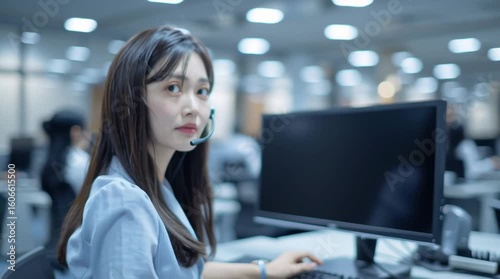 young woman with laptop in office