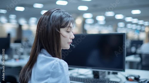 young woman with laptop in office