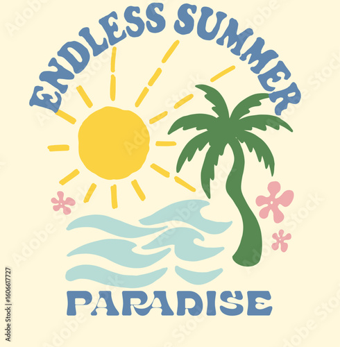 Mounting summer adventure artwork for t shirt , sweatshirt, poster, sticker and others. summer vibes artwork. Explore graphic print design for apparel