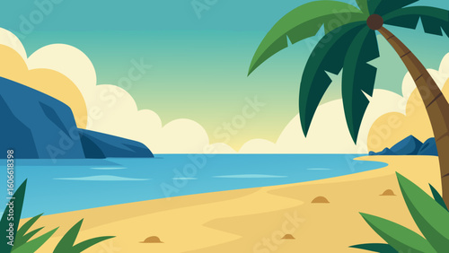 Two Dimensional Cartoon Art Background Scene Depicting Exploring Adventure
