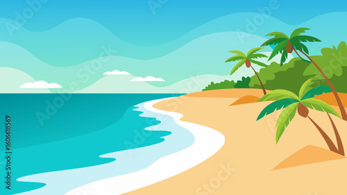 Breathtaking Wide Shot of a Pristine Tropical Beach Ocean Paradise View