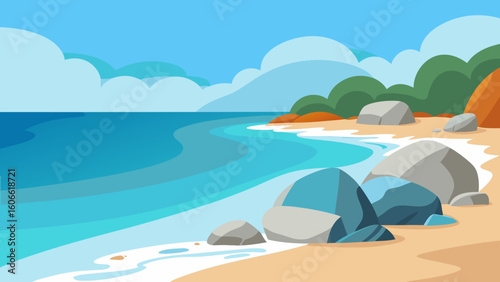 Detailed vector art background scene portraying a stunning natural wonder