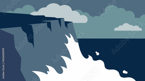 High angle view of a dramatic coastal cliff face a breathtaking natural beauty