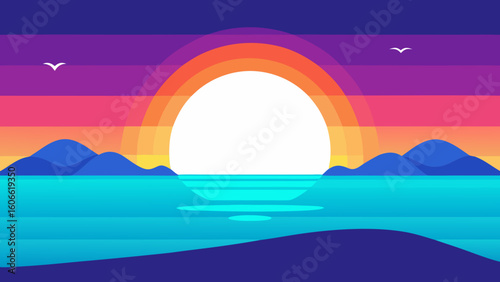 Idyllic and serene beach sunset scene captured with crisp artistic detail
