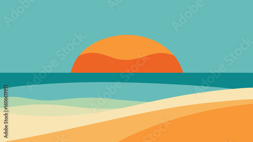 Serene Tropical Beach Vista at Dawn Presented as a Beautiful Illustration