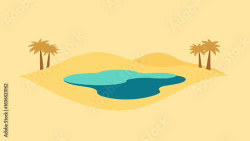 Stylized Representation of a Desert Mirage a Hazy Optical Illusion