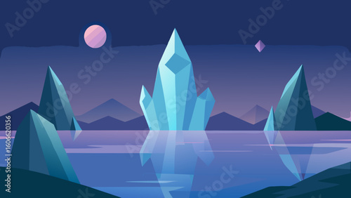 Surreal Landscape with Giant Crystalline Structures an Otherworldly Vision