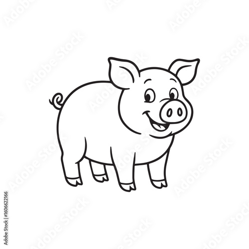Cartoon pig outline vector illustration