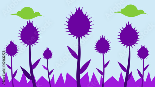 Explore a rugged field of purple thistles their spiky flowers a unique natural beauty