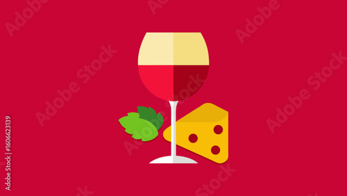 Enjoy a delicious glass of red wine paired with exquisite cheese and fresh grapes