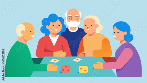 Elderly people enjoying a board game fostering companionship and mental engagement