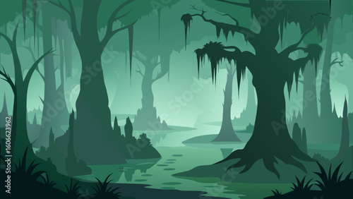 Explore a Mystical Fog Shrouded Swamp with Ancient Cypress Trees