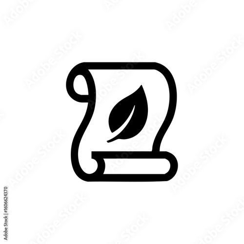 Bold scroll icon with a prominent leaf, highlighting a green manifesto or sustainability-focused policy document.


