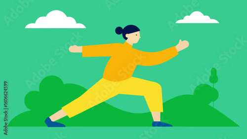 Person Practicing Tai Chi in a Park for Wellness and Balance
