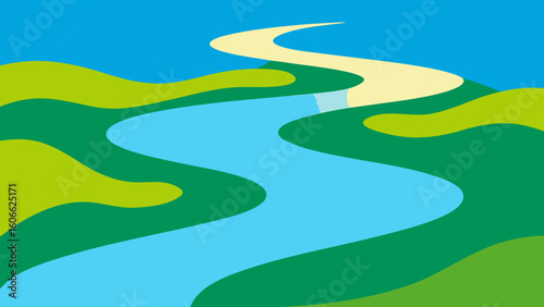 A River Delta with Channels Braiding Through the Landscape