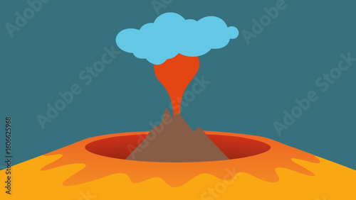 Dramatic Volcanic Crater with Steam Rising from its Mysterious Depths