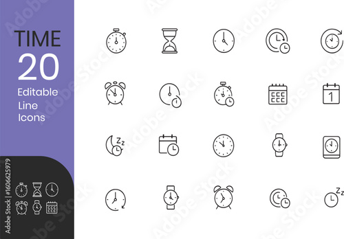 Time Line Editable vector line Icons set