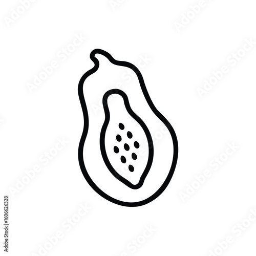 Minimalist Papaya Vector Design with Seed Filled Center in CMYK Color Model