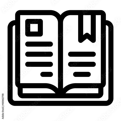 Open Book Icon with Bookmark